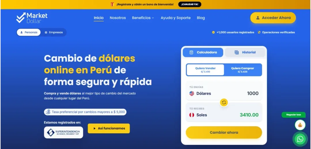 Market Dollar, plataforma de cambio de divisas
